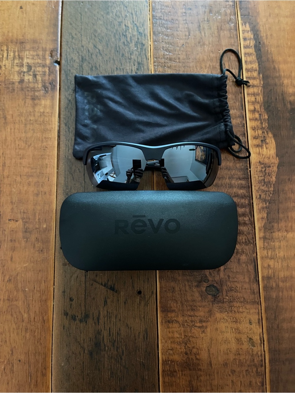 Revo Jett RE1167 Polarized Sunglasses Matte Black Shield Wrap w/ Case